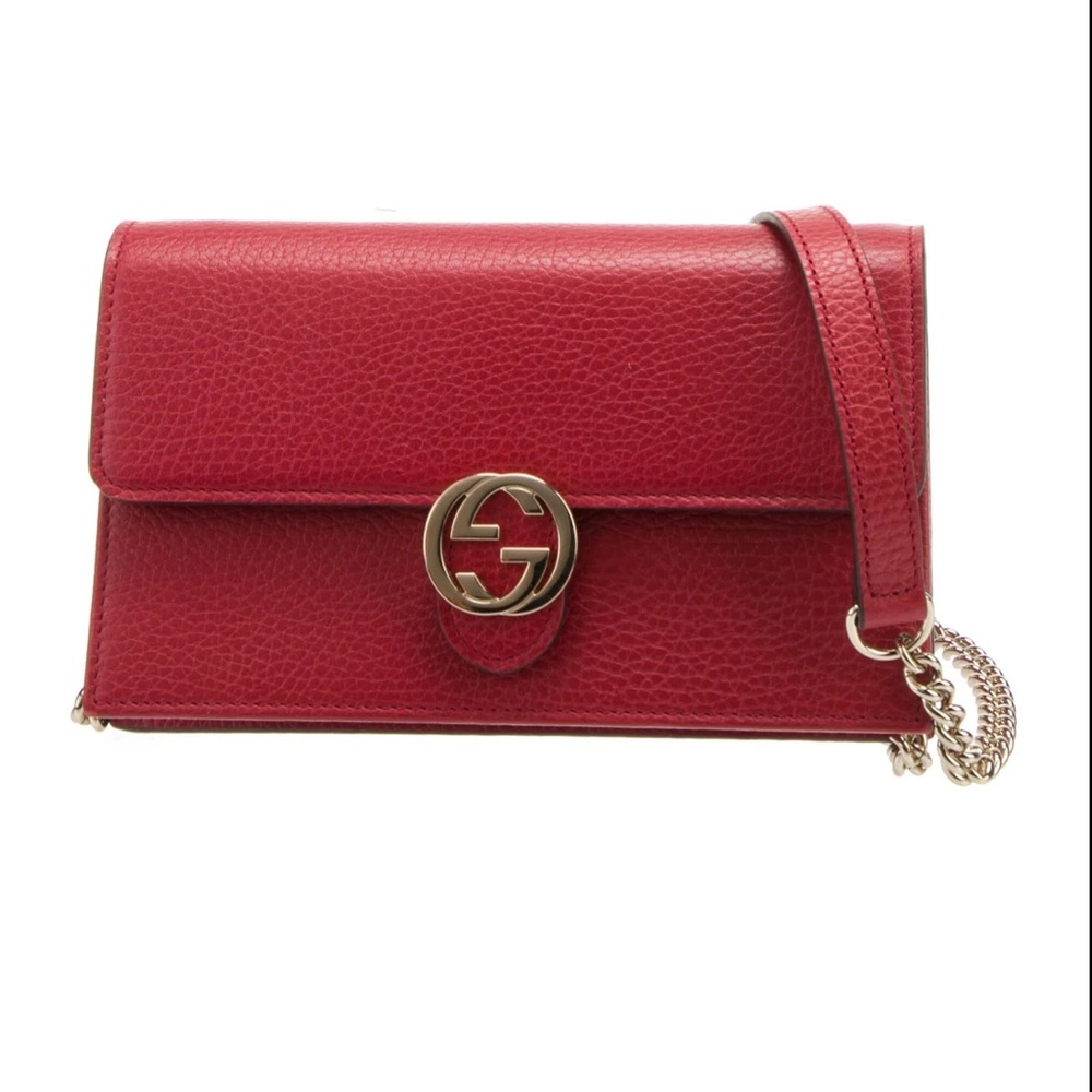 Gucci Red Leather Interlocking GG Crossbody